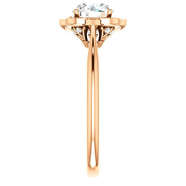 Round Moissanite Floral Halo Engagement Ring