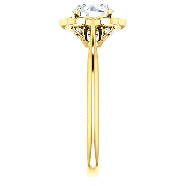 Round Moissanite Floral Halo Engagement Ring