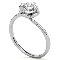 Round Brilliant Tulip Bypass Moissanite Engagement Ring