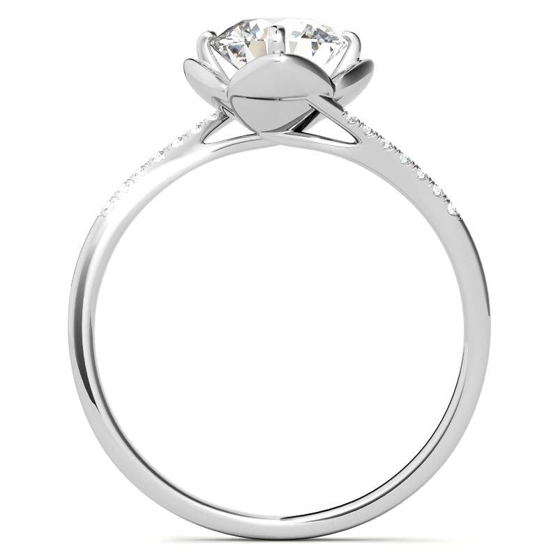 Round Brilliant Tulip Bypass Moissanite Engagement Ring