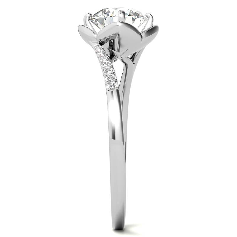 Round Brilliant Tulip Bypass Moissanite Engagement Ring
