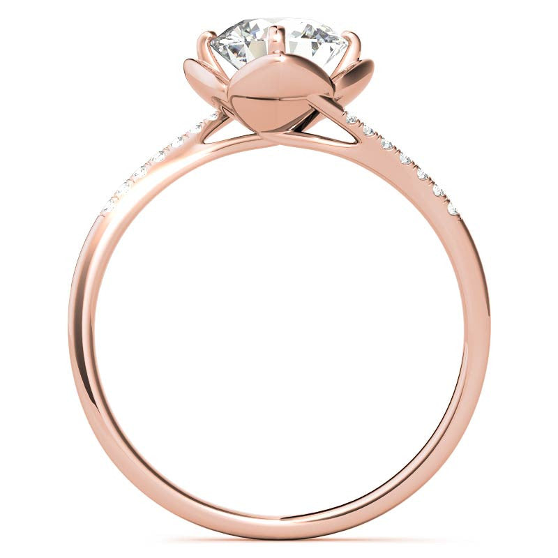 Round Brilliant Tulip Bypass Moissanite Engagement Ring