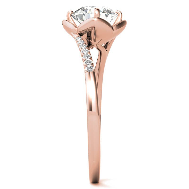 Round Brilliant Tulip Bypass Moissanite Engagement Ring