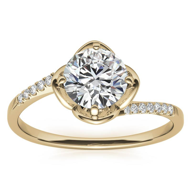 Round Brilliant Tulip Bypass Moissanite Engagement Ring