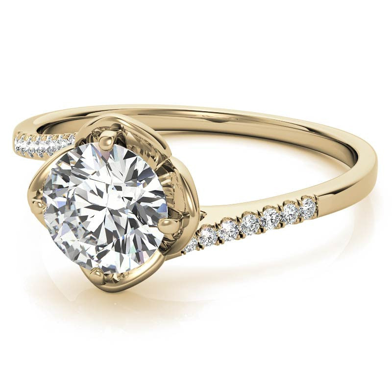 Round Brilliant Tulip Bypass Moissanite Engagement Ring