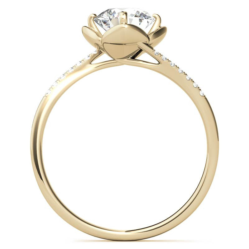 Round Brilliant Tulip Bypass Moissanite Engagement Ring