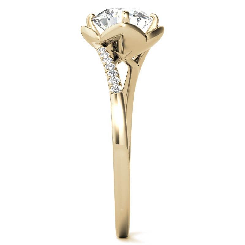 Round Brilliant Tulip Bypass Moissanite Engagement Ring