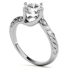 Round Brilliant Antique Etched Bypass Moissanite Solitaire Ring