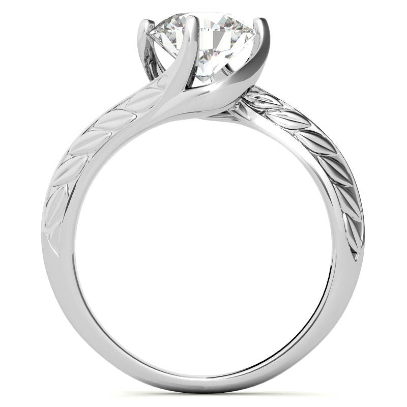 Round Brilliant Antique Etched Bypass Moissanite Solitaire Ring