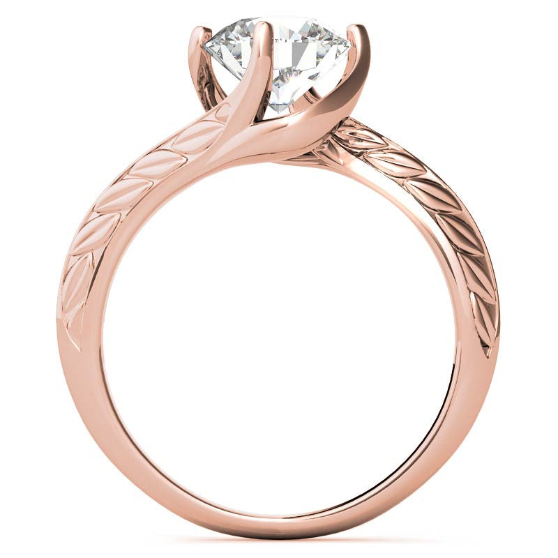 Round Brilliant Antique Etched Bypass Moissanite Solitaire Ring