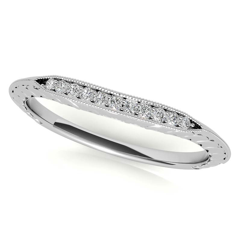 Round Brilliant Antique Knife Edge Engagement Ring with Milgrain
