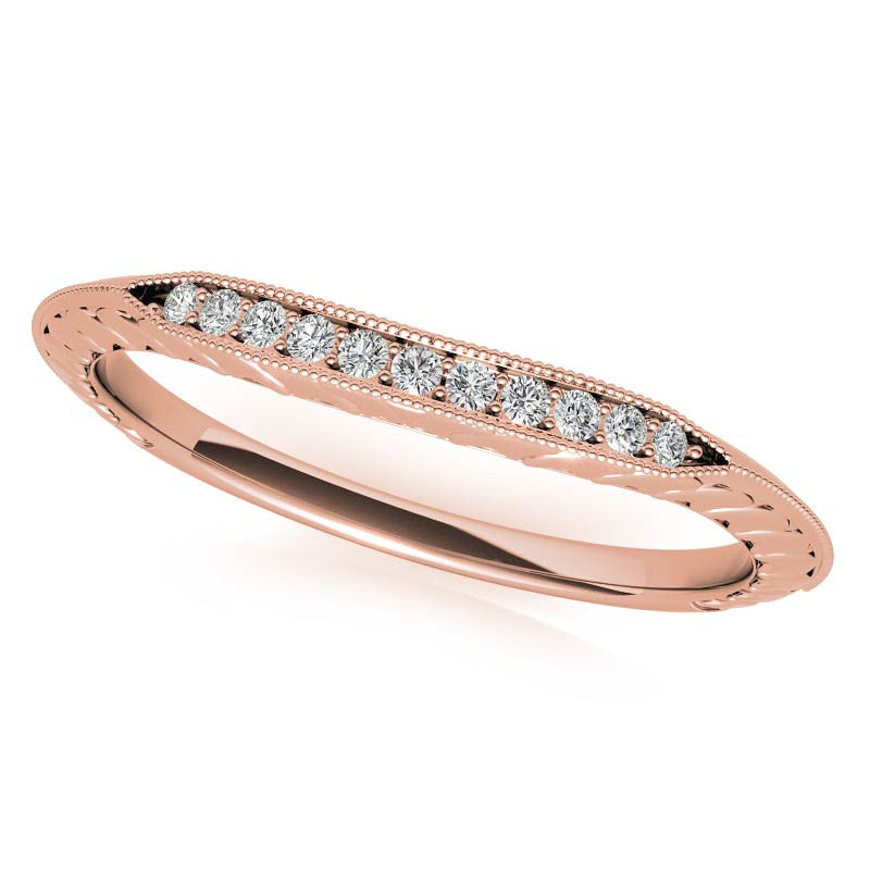 Round Brilliant Antique Knife Edge Engagement Ring with Milgrain