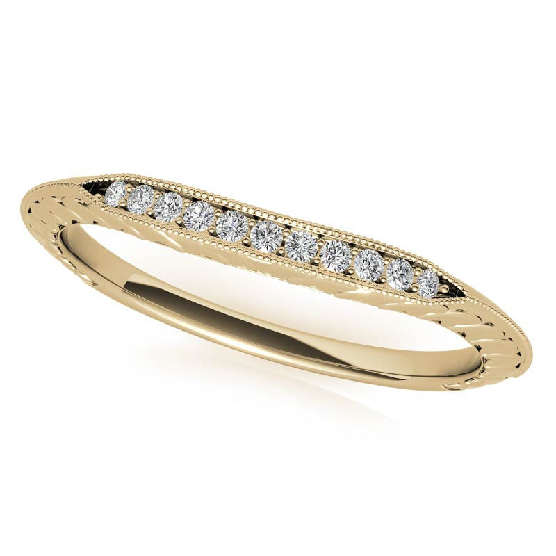 Round Brilliant Antique Knife Edge Engagement Ring with Milgrain