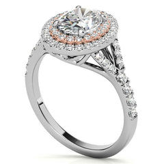 Oval Double Halo Cathedral Moissanite Engagement Ring