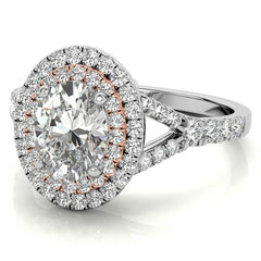 Oval Double Halo Cathedral Moissanite Engagement Ring