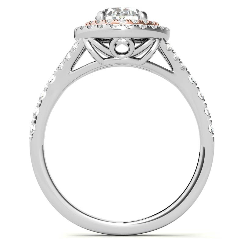 Oval Double Halo Cathedral Moissanite Engagement Ring