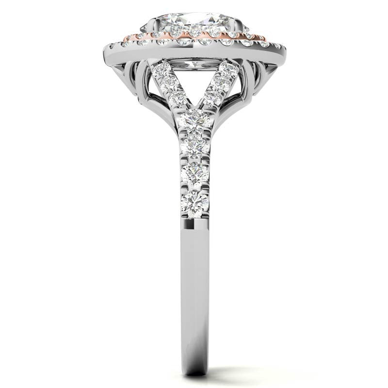 Oval Double Halo Cathedral Moissanite Engagement Ring