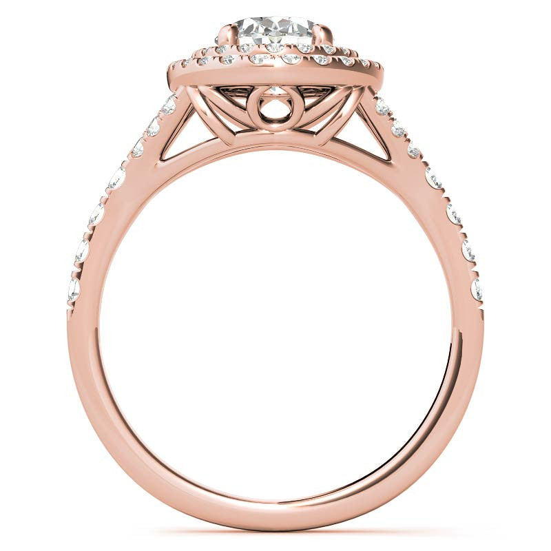 Oval Double Halo Cathedral Moissanite Engagement Ring