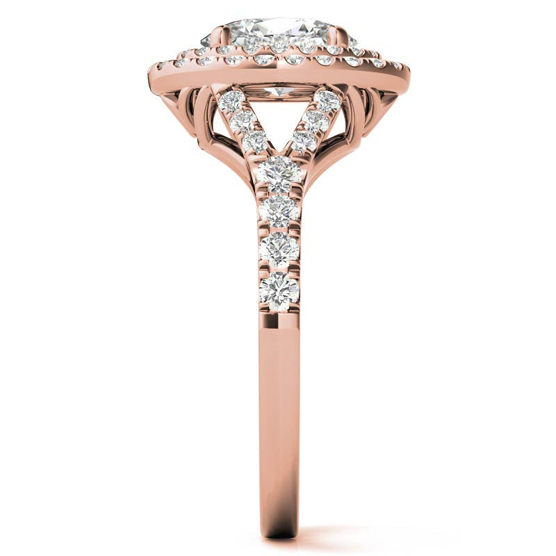 Oval Double Halo Cathedral Moissanite Engagement Ring