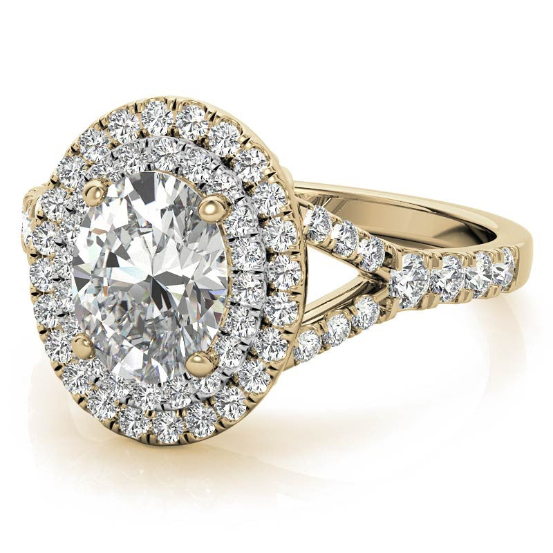 Oval Double Halo Cathedral Moissanite Engagement Ring