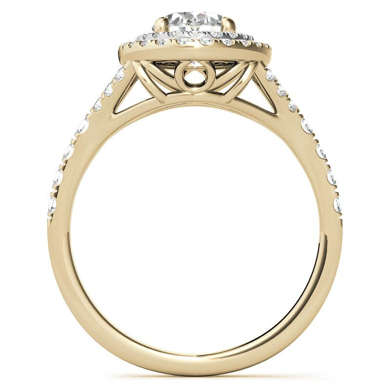 Oval Double Halo Cathedral Moissanite Engagement Ring