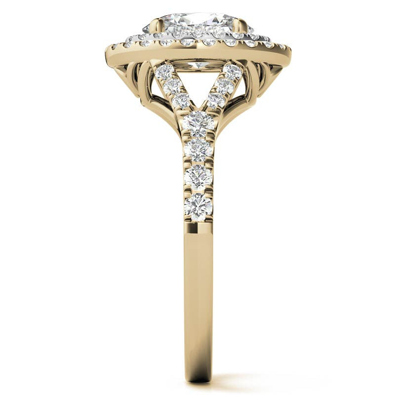 Oval Double Halo Cathedral Moissanite Engagement Ring