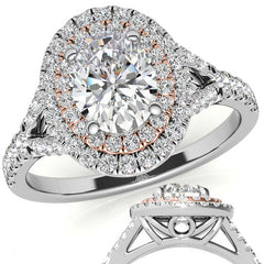 Oval Double Halo Cathedral Moissanite Engagement Ring