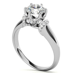 Round Brilliant Moissanite Accented 6-Prong Engagement Ring