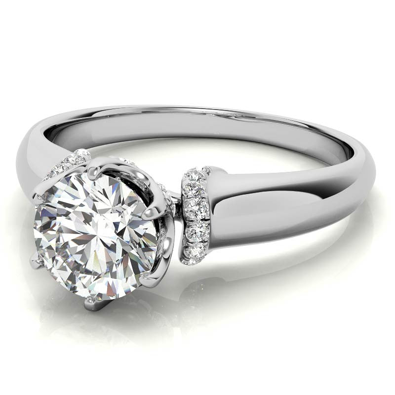 Round Brilliant Moissanite Accented 6-Prong Engagement Ring