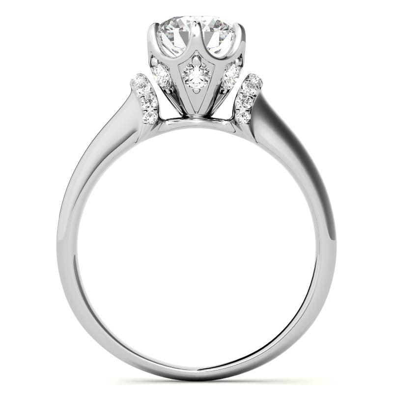 Round Brilliant Moissanite Accented 6-Prong Engagement Ring