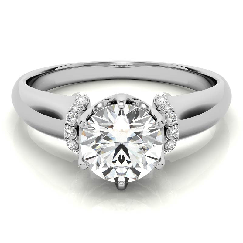 Round Brilliant Moissanite Accented 6-Prong Engagement Ring