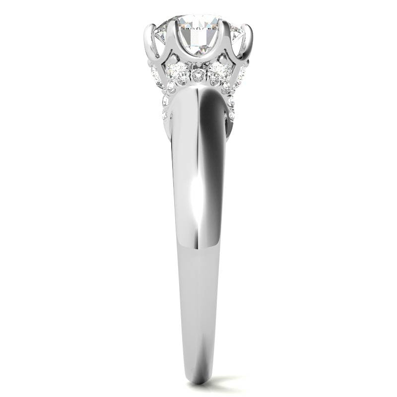 Round Brilliant Moissanite Accented 6-Prong Engagement Ring