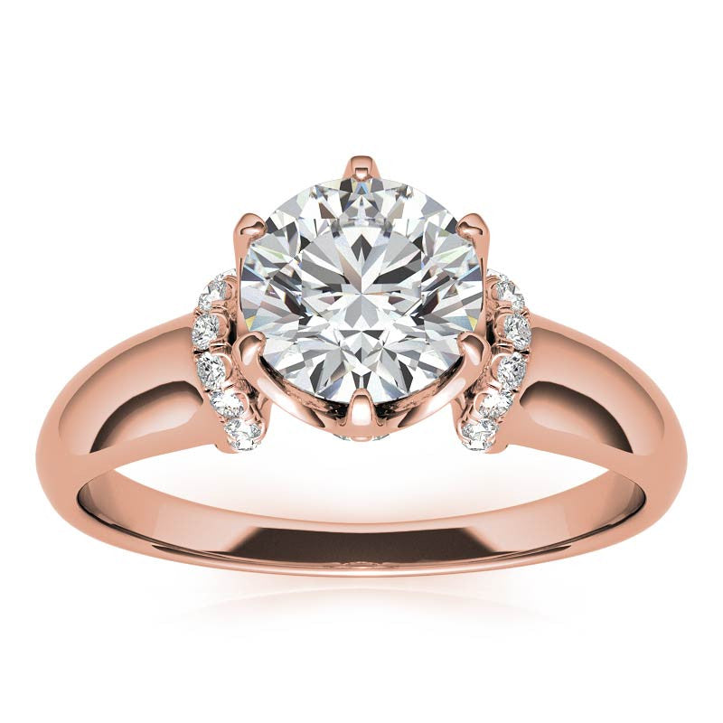 Round Brilliant Moissanite Accented 6-Prong Engagement Ring