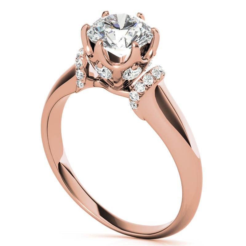 Round Brilliant Moissanite Accented 6-Prong Engagement Ring