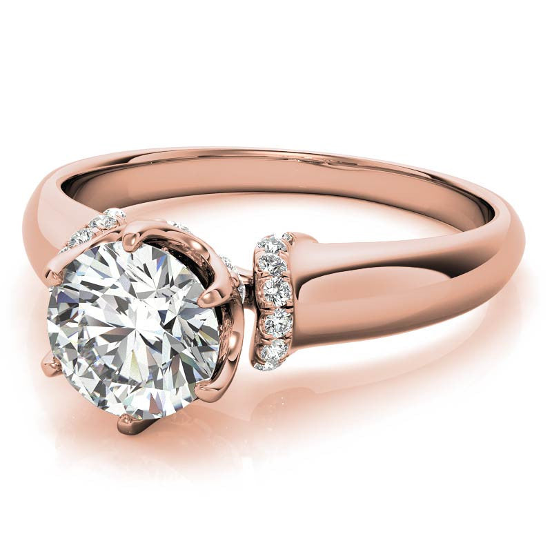 Round Brilliant Moissanite Accented 6-Prong Engagement Ring