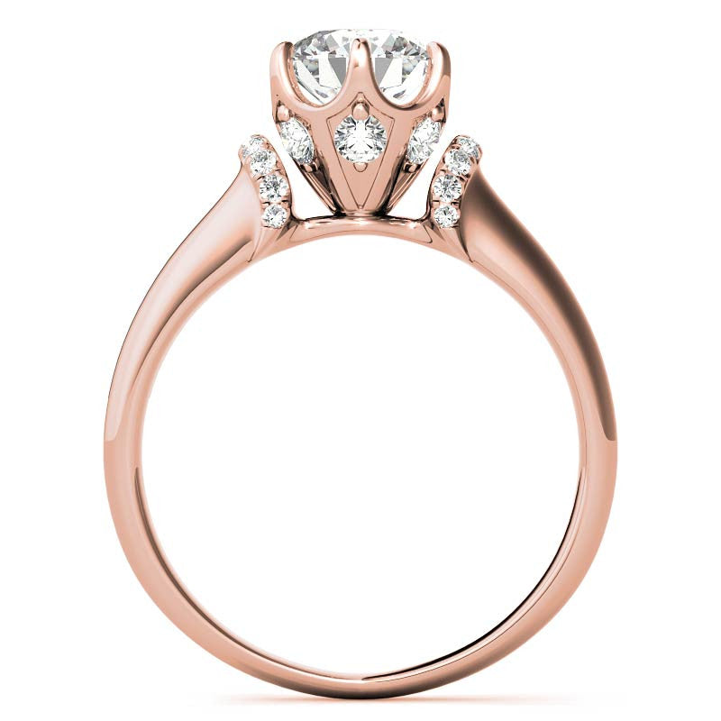 Round Brilliant Moissanite Accented 6-Prong Engagement Ring