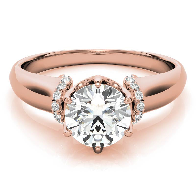 Round Brilliant Moissanite Accented 6-Prong Engagement Ring