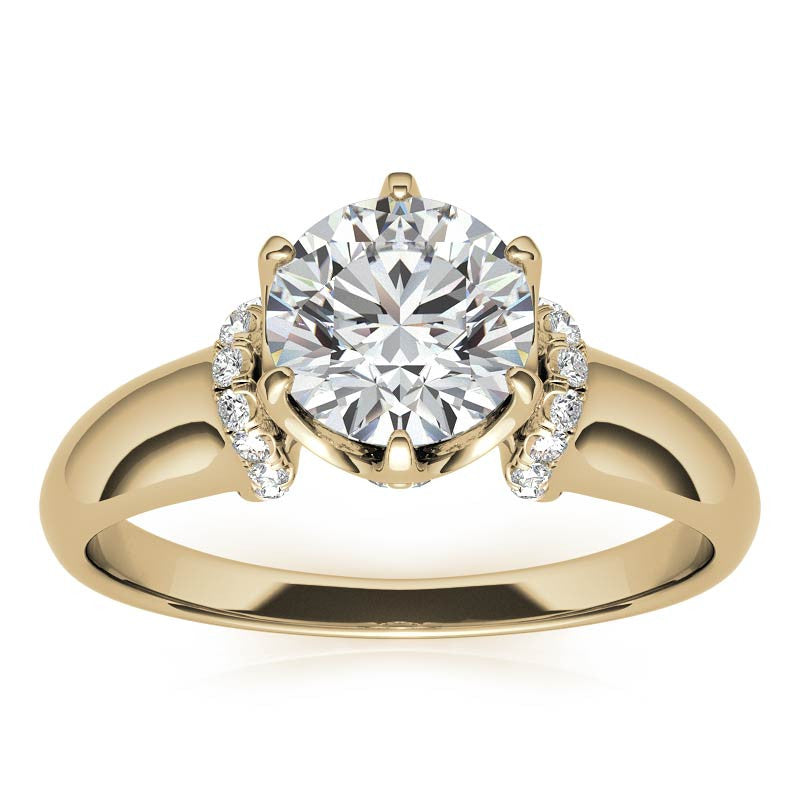 Round Brilliant Moissanite Accented 6-Prong Engagement Ring