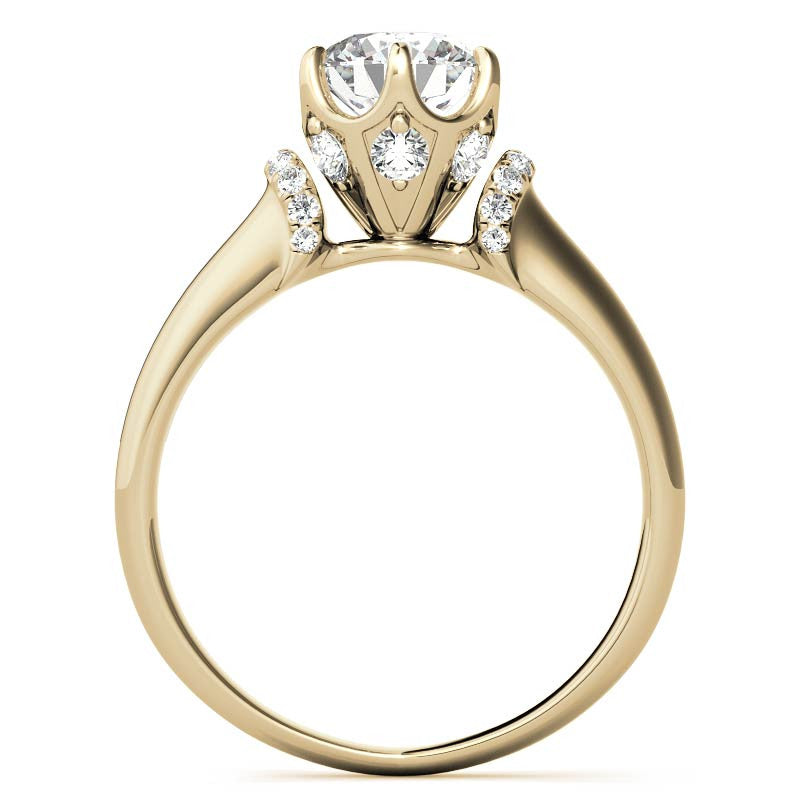 Round Brilliant Moissanite Accented 6-Prong Engagement Ring