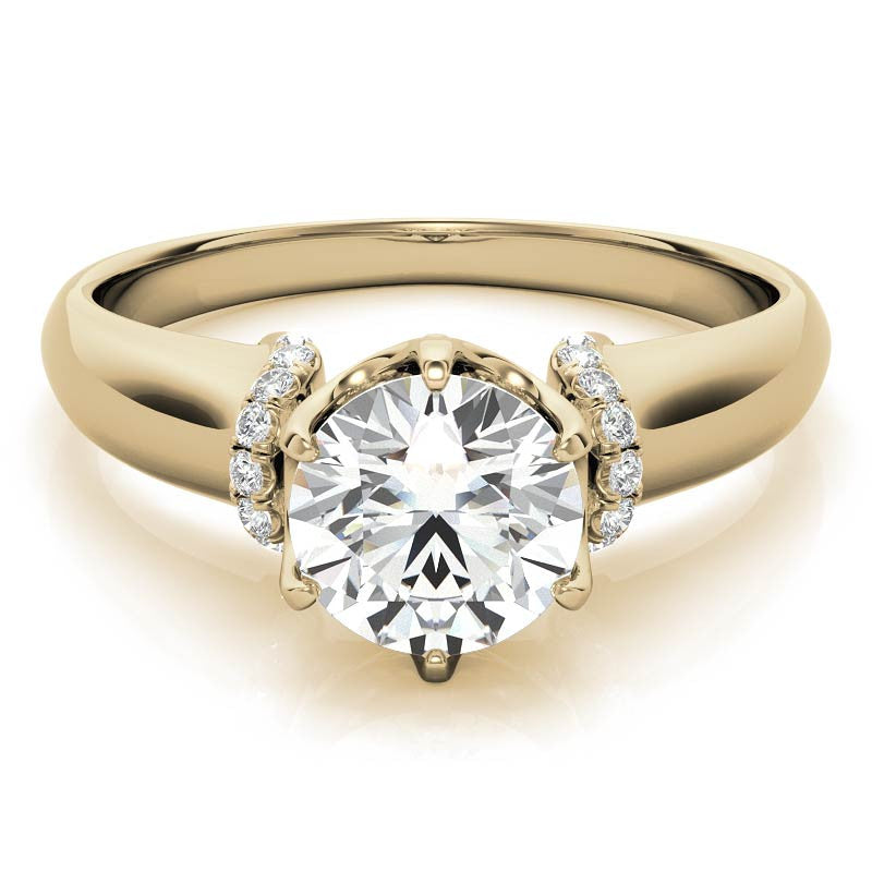 Round Brilliant Moissanite Accented 6-Prong Engagement Ring