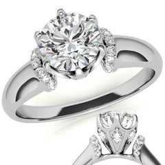Round Brilliant Moissanite Accented 6-Prong Engagement Ring