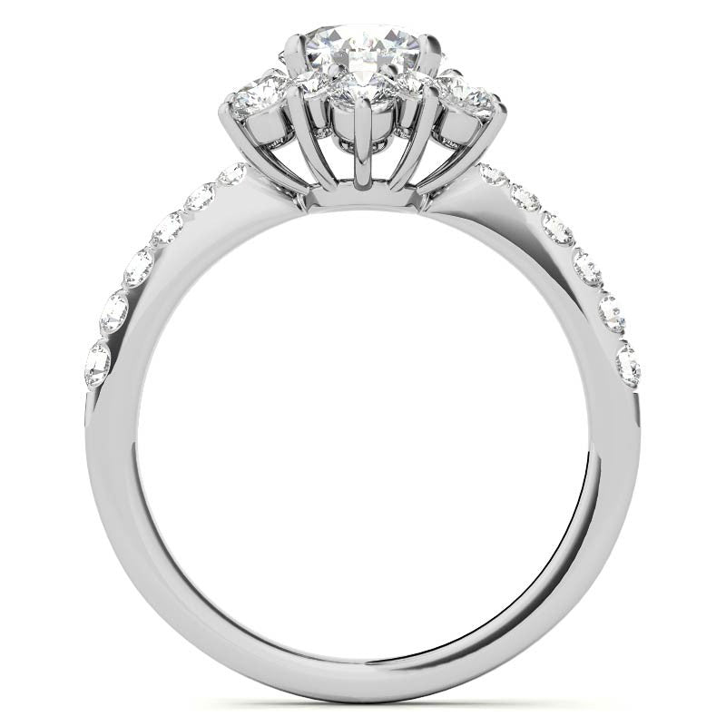 Round Brilliant Floral Halo Moissanite Engagement Ring