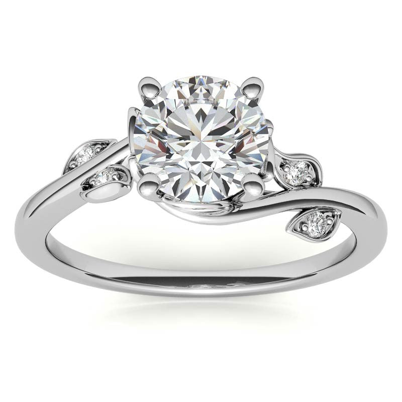 Round Brilliant Floral Bypass Moissanite Engagement Ring