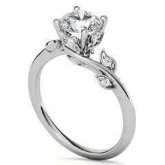 Round Brilliant Floral Bypass Moissanite Engagement Ring