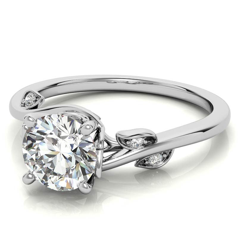 Round Brilliant Floral Bypass Moissanite Engagement Ring