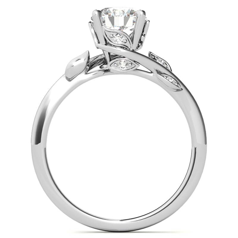 Round Brilliant Floral Bypass Moissanite Engagement Ring