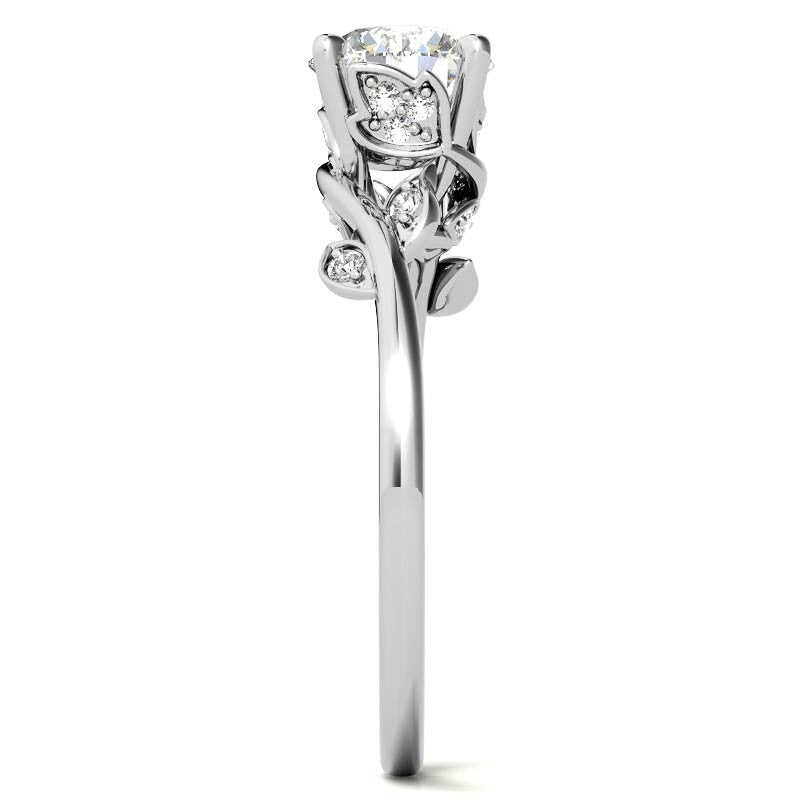 Round Brilliant Floral Bypass Moissanite Engagement Ring