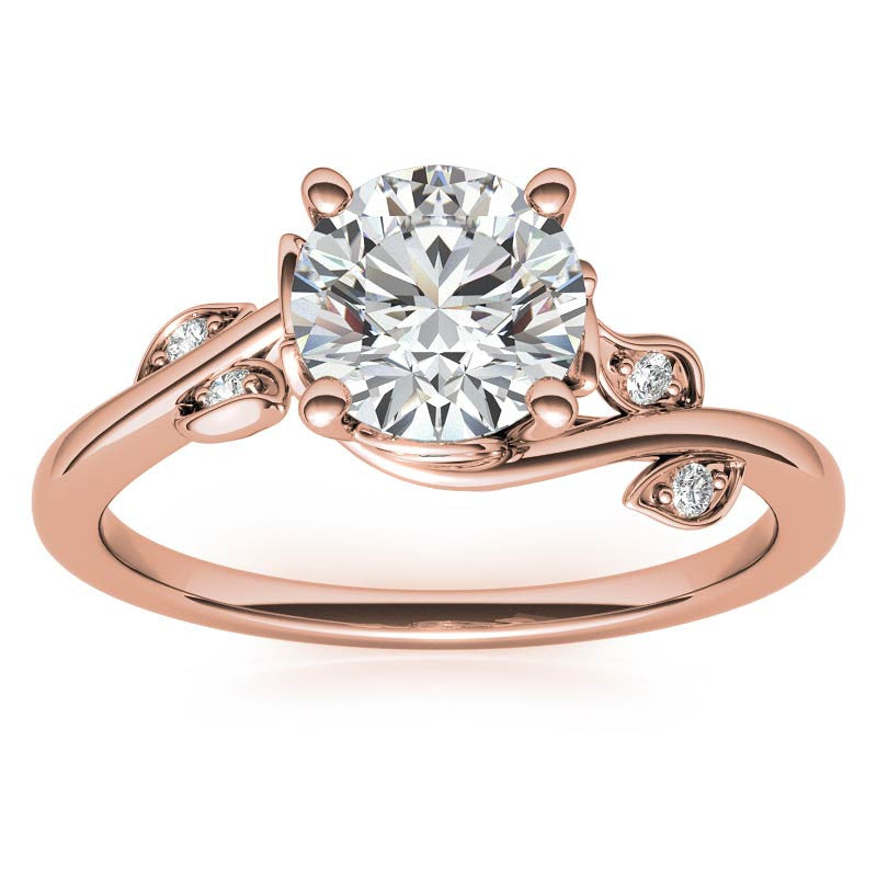 Round Brilliant Floral Bypass Moissanite Engagement Ring