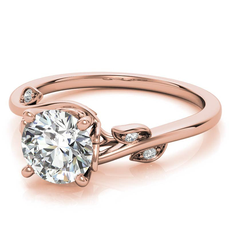 Round Brilliant Floral Bypass Moissanite Engagement Ring