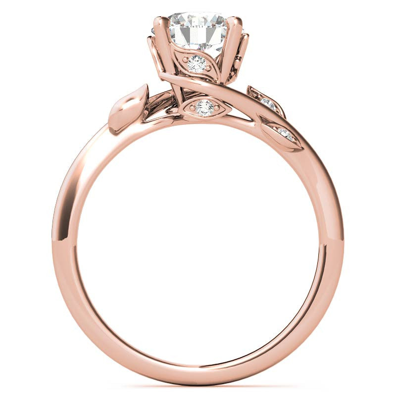 Round Brilliant Floral Bypass Moissanite Engagement Ring